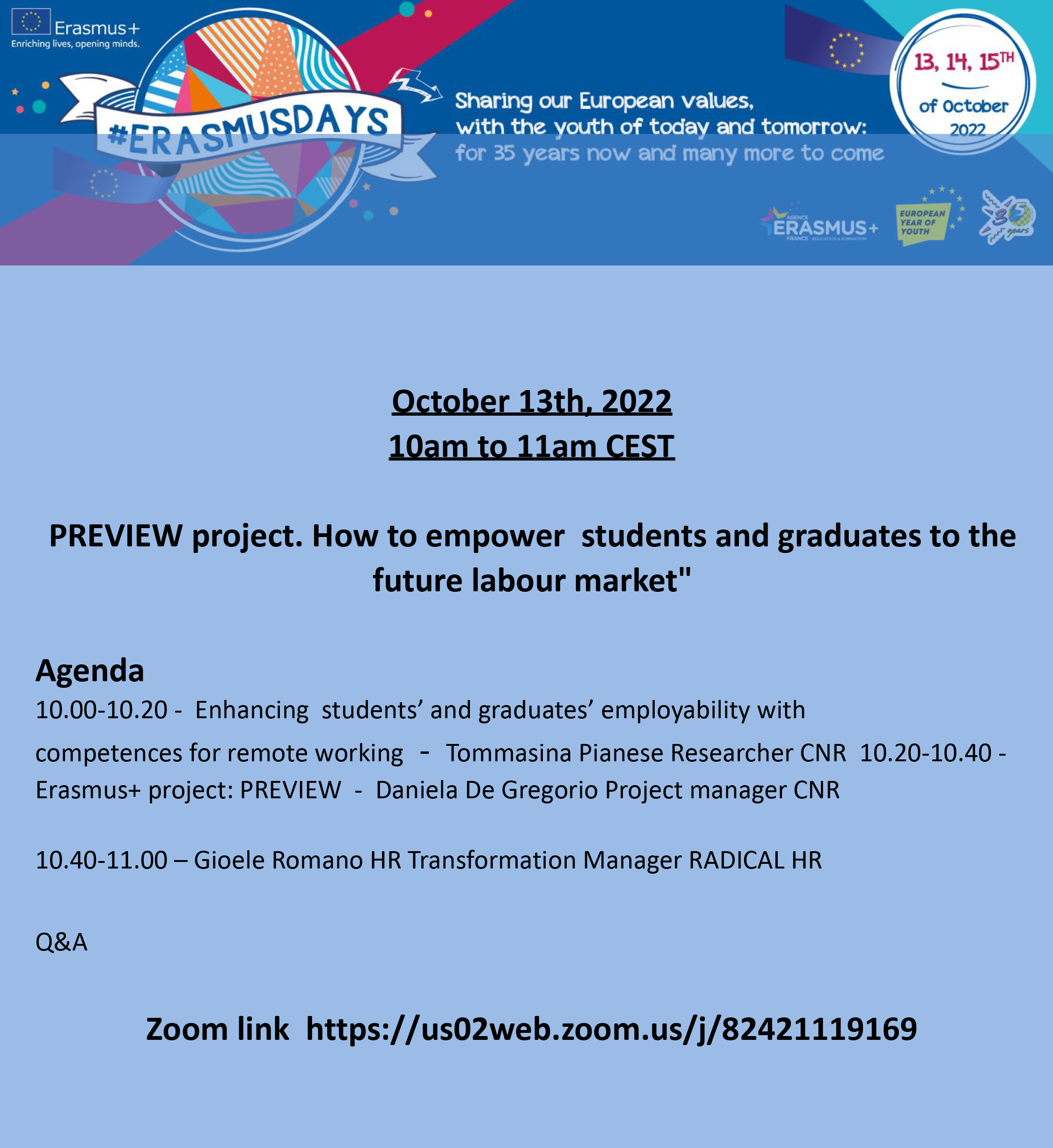 Il progetto Preview agli Erasmusdays 2022